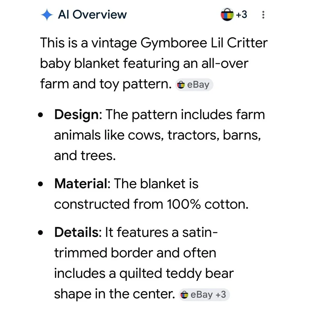 Vintage Gymboree Lil‎ Critter Baby Blanket Farm Cow Tractor Satin Trim 30x35